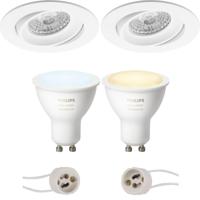 Philips Hue LED Spot Set GU10 - Mat Wit Kantelbaar - Ø82mm - Bluetooth - thumbnail