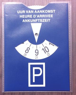Parkeerschijf in transparante etui, blauw