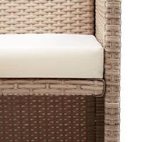 Tuinbank 2-zits met kussens poly rattan beige - thumbnail