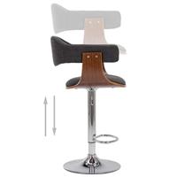 Barkrukken 2 st gebogen hout en stof grijs - thumbnail