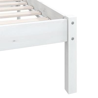 Bedframe massief grenenhout wit 90x200 cm