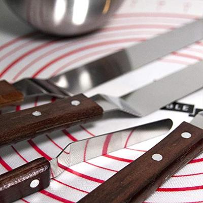 Krumble paletmes | glaceermes spatel set van 4 RVS met houten handvat Krumble paletmes | glaceermes spatel set van 4 RVS met houten handvat