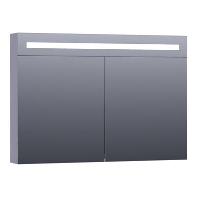 Brauer Promise Deluxe Spiegelkast - 100 cm - met Directe Verlichting - 2 Dubbelzijdige Spiegeldeuren - Mat Grijs