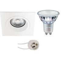 Philips LED Spot Set GU10 Vierkant Inbouw Mat Wit 93mm DimTone 3.7W - thumbnail