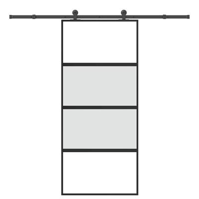 Schuifdeur met beslag 90x205 cm gehard glas en aluminium