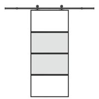 Schuifdeur met beslag 90x205 cm gehard glas en aluminium - thumbnail