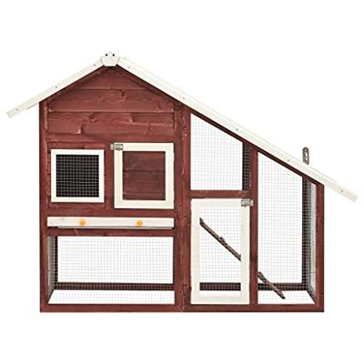 Konijnenhok 140x63x120 cm massief vurenhout mokka en wit