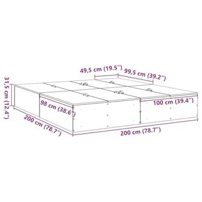 Bedframe met opslag Wit 200 x 200 x 31.5 cm Bewerkt hout