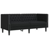 3-delige Loungeset Chesterfield-stijl kunstleer zwart - thumbnail