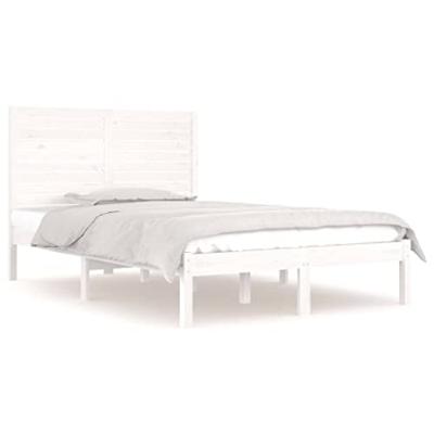 Bedframe massief hout wit 135x190 cm