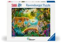 Ravensburger puzzel tijgerfamilie in de oase - 500 stukjes - thumbnail