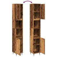 Badkamerkast 30x30x190 cm bewerkt hout oud houtkleurig - thumbnail