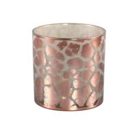 Windlicht Desiree Giraffeprint 15 cm Glas/Roze - thumbnail