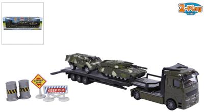 2-play die-cast vrachtwagen transporter met tanks, 24cm