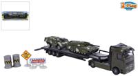 2-play die-cast vrachtwagen transporter met tanks, 24cm - thumbnail