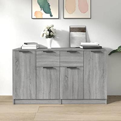 Dressoirs 2 st 60x30x70 cm bewerkt hout grijs sonoma eiken