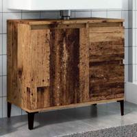 Wastafelkast 65x33x60 cm bewerkt hout oud houtkleurig - thumbnail