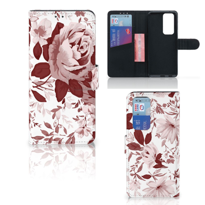 Hoesje OPPO Find X3 Neo 5G Watercolor Flowers | Portemonnee hoesje