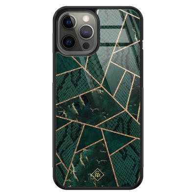 iPhone 12 Pro Max glazen hardcase - Abstract groen