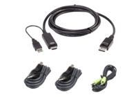 ATEN KVM Kabel [1x USB, HDMI, Jackplug male 3,5 mm, USB-A - 1x DisplayPort, Jackplug male 3,5 mm, Mini-USB B stekker ] 1.8 m Zwart - thumbnail
