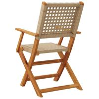Tuinstoelen 6 st inklapbaar poly rattan en massief hout beige - thumbnail