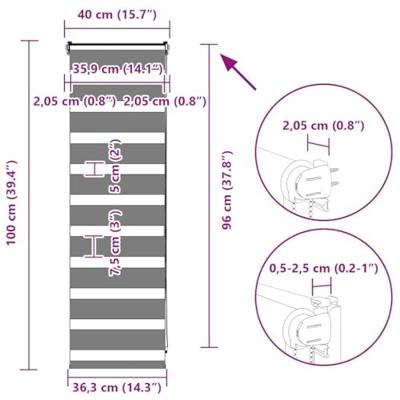 Zebra rolgordijn 40x100 cm stofbreedte 35,9 cm lichtgrijs Zebra rolgordijn 40x100 cm stofbreedte 35,9 cm lichtgrijs