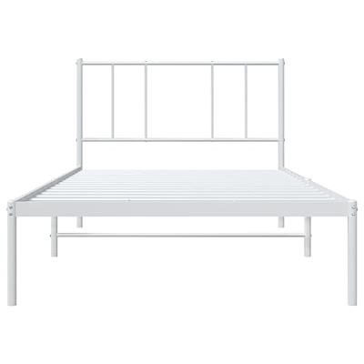 Bedframe met hoofdbord metaal wit 100x200 cm Bedframe met hoofdbord metaal wit 100x200 cm