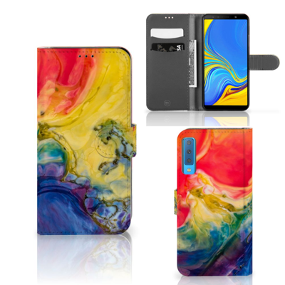 Hoesje Samsung Galaxy A7 (2018) Watercolor Dark | Portemonnee hoesje Hoesje Samsung Galaxy A7 (2018) Watercolor Dark | Portemonnee hoesje
