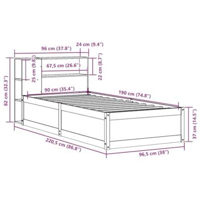 Bedframe zonder matras massief grenenhout wit 90x190 cm