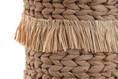 Plantenbakkenset Home ESPRIT Bruin Raffia Cement Tropisch 23 x 22 x 25 cm - thumbnail