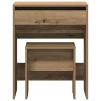 Kaptafel artisanaal eikenkleurig 60 x 40 x 75 cm Bewerkt hout - thumbnail