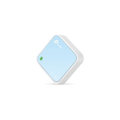 TP-Link TL-WR802N N300 WLAN nano-router (draagbaar, accesspoint, tv-adapter, repeater, router, client, 300 Mbit/s (2,4 GHz), Media, FTP server), blauw/wit