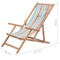 VidaXL Opklapbare stoel met stoffen bekleding en houten frame, meerkleurig. - thumbnail