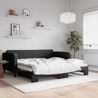 Slaapbank met onderschuifbed 100x200 cm stof zwart - thumbnail