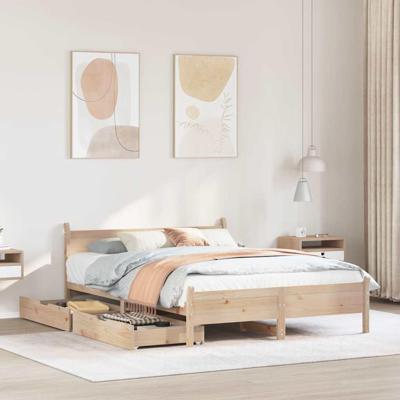 Bedframe zonder matras massief grenenhout 135x190 cm
