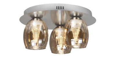 Highlight PlafondlampNebula nikkel 3-lichts amber glas - P6431.28