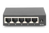 DIGITUS Gigabit netwerkswitch - 5-poorten - onbeheerd - 10/100/1000 Mbit/s - ventilatorloos - perfect voor SOHO - Plug & Play - Zwart/Blauw - thumbnail
