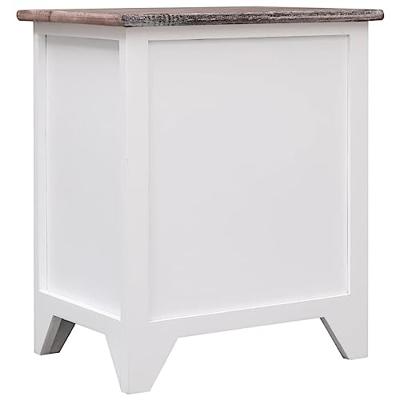 VidaXL Nachtkastje 38x28x45 cm paulowniahout bruin en wit VidaXL Nachtkastje 38x28x45 cm paulowniahout bruin en wit