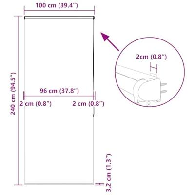 Doucherolgordijn met cassette 100x240 cm stofbreedte 96 cm
