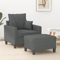 Fauteuil met voetenbank 60 cm stof donkergrijs - thumbnail