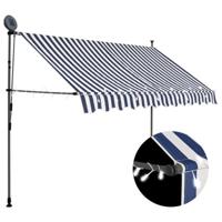 Luifel handmatig uitschuifbaar met LED 250 cm blauw en wit - thumbnail