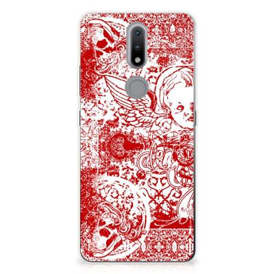 Silicone Back Case Nokia 2.4 Angel Skull Rood Silicone Back Case Nokia 2.4 Angel Skull Rood