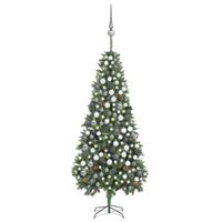VidaXL Kunstkerstboom met verlichting kerstballen dennenappels 210 cm - thumbnail
