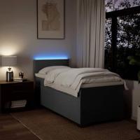 Boxspring met matras stof donkergrijs 90x190 cm - thumbnail