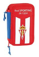 Dubbele etui Real Sporting de Gijón Wit Rood 12.5 x 19.5 x 4 cm (28 Onderdelen) - thumbnail