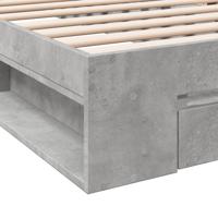 Bedframe met lade bewerkt hout betongrijs 100x200 cm - thumbnail