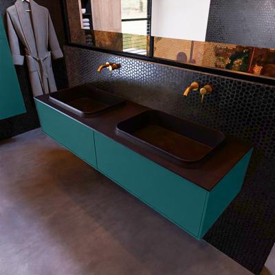 Badkamermeubelset Mondiaz Erin 150 cm met 2 Lades met RIDGE Wastafel Dubbel Urban Zonder Kraangaten Greeploos Mat Smag Badkamermeubelset Mondiaz Erin 150 cm met 2 Lades met RIDGE Wastafel Dubbel Urban Zonder Kraangaten Greeploos Mat Smag