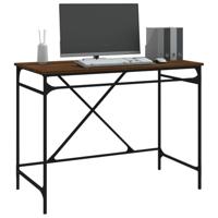 Bureau 100x50x75 cm bewerkt hout en ijzer bruineikenkleurig - thumbnail