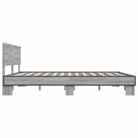 Bedframe bewerkt hout metaal grijs sonoma eiken 200x200 cm - thumbnail
