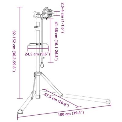 Fietsreparatiestandaard inklapbaar 92-152 cm staal rood